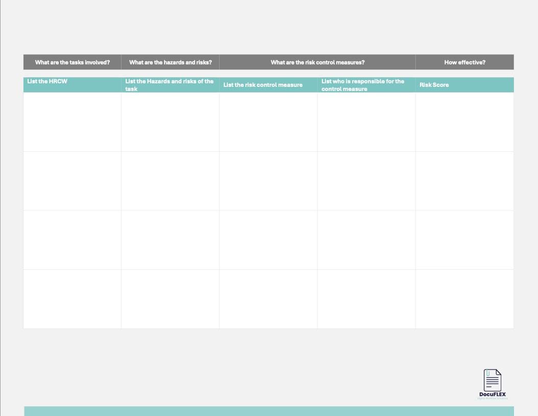 2025 SWMS Customisable Template Safe Work Method Statement/JSA Business Tool Safety