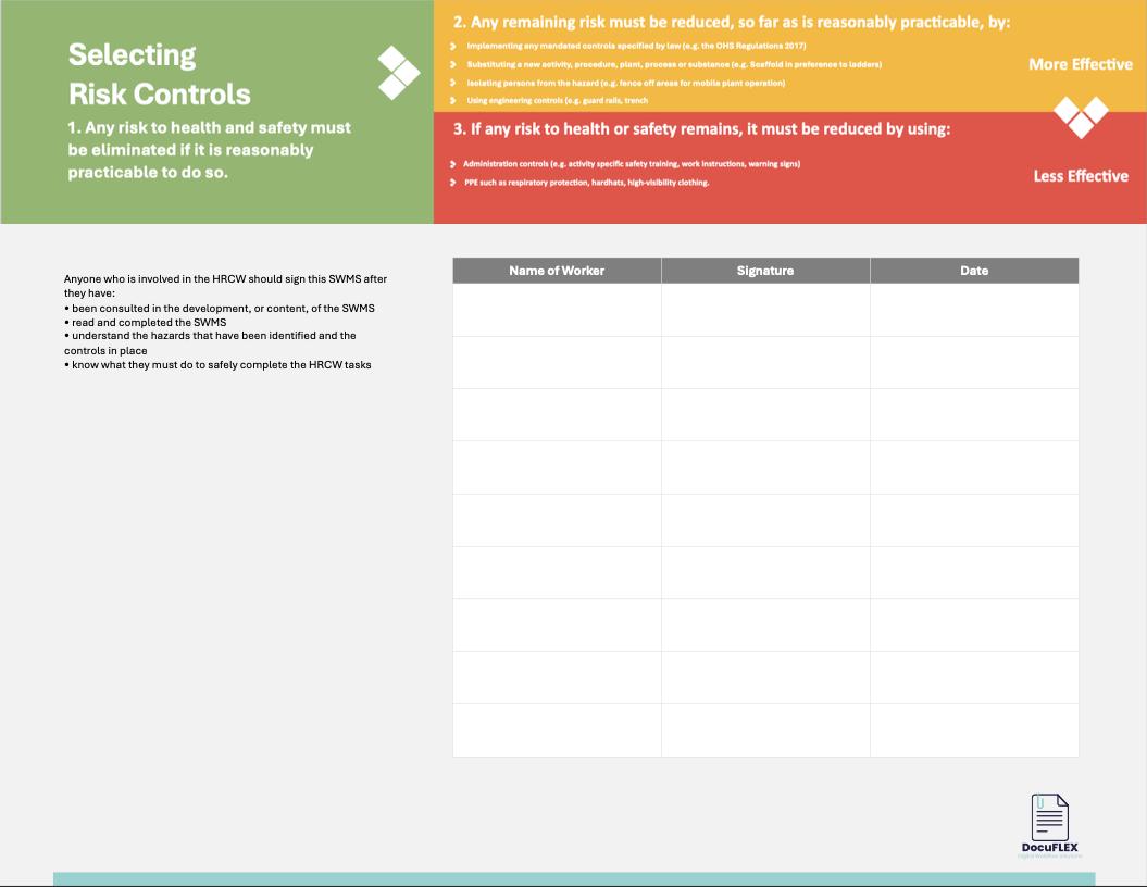 2025 SWMS Customisable Template Safe Work Method Statement/JSA Business Tool Safety