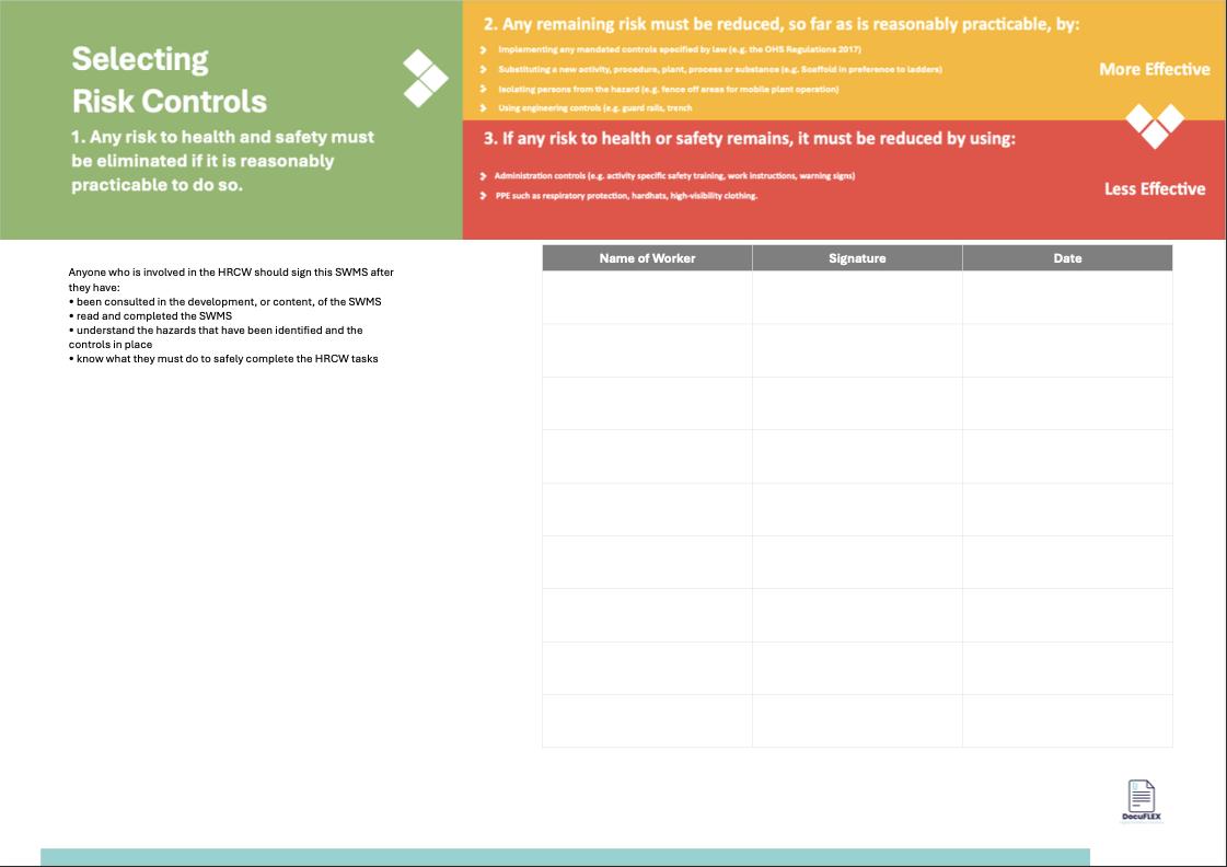 SWMS/Risk Assessment Working at Heights Editable Custom template Small Business