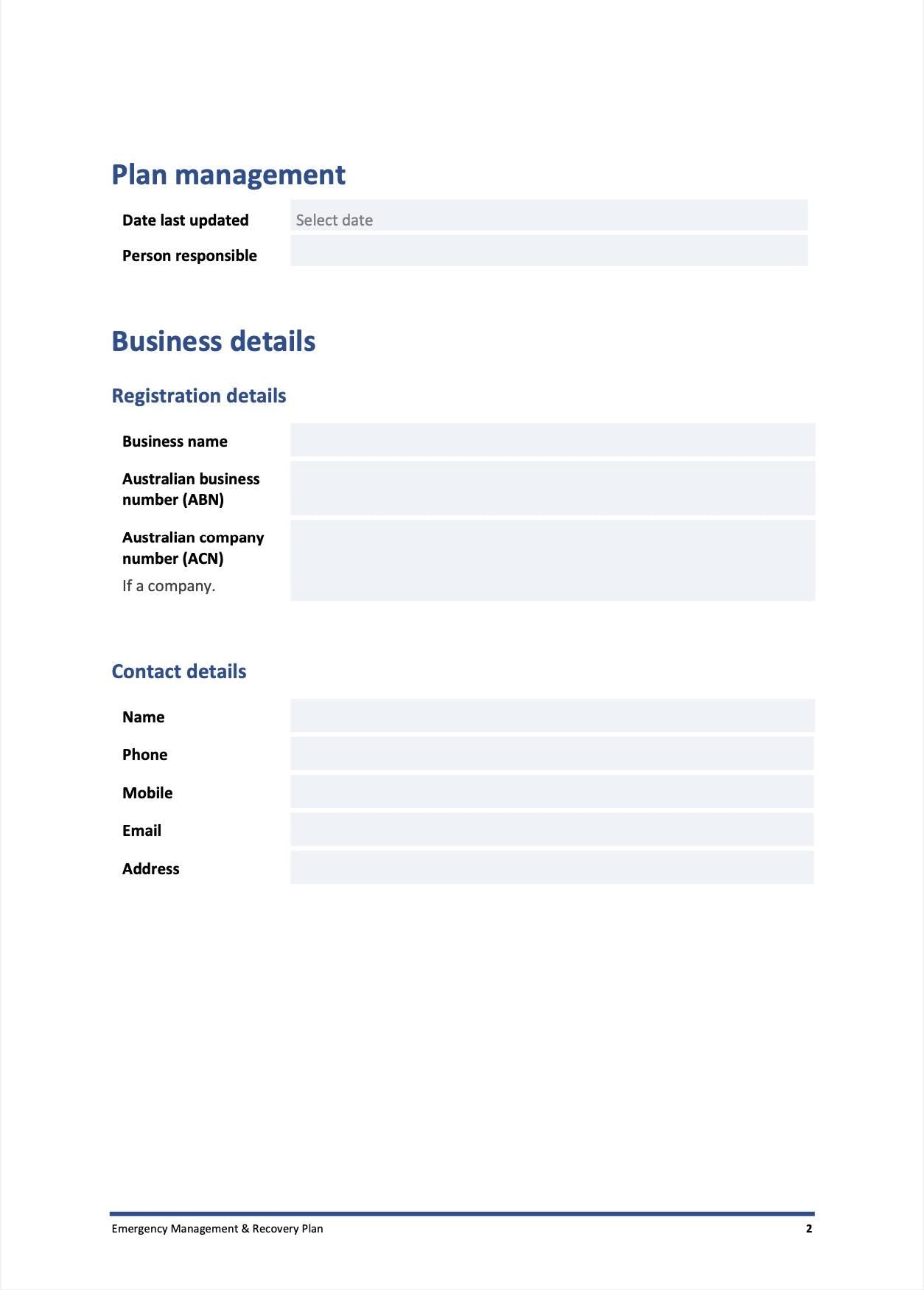 Emergency Management & Recovery Plan Template | Business Continuity and Crisis Preparedness 26 pages! Safety