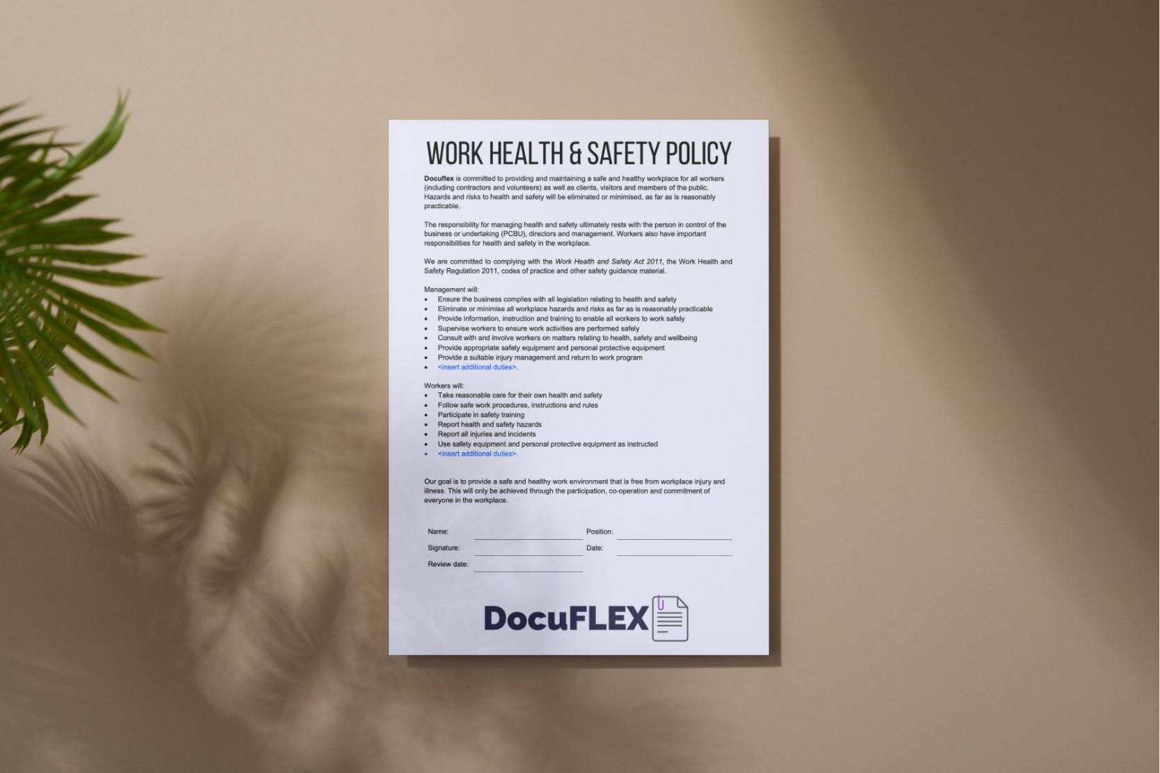 Work Health and Safety Policy Template | Workplace Compliance & Safety