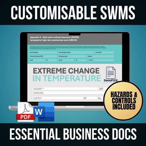 SWMS Template for Extreme Temperatures | Pre-Filled Safe Work Method Statement | Editable & Customisable