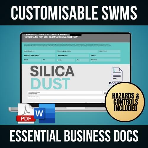 SWMS Silica Dust Control | Safe Work Method Statement | WHS Compliance | Editable Template