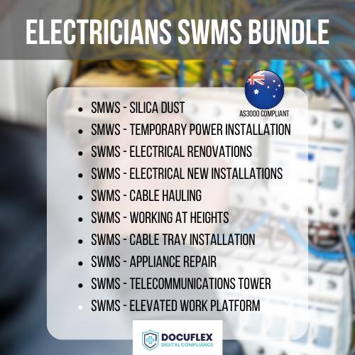 Electrician SWMS Bundle | 10 Safe Work Method Statements | WHS Compliance | Editable Safety Templates