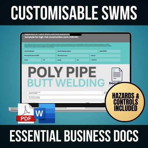 SWMS Poly Pipe Butt Welding | Safe Work Method Statement | WHS Compliance | Editable Template