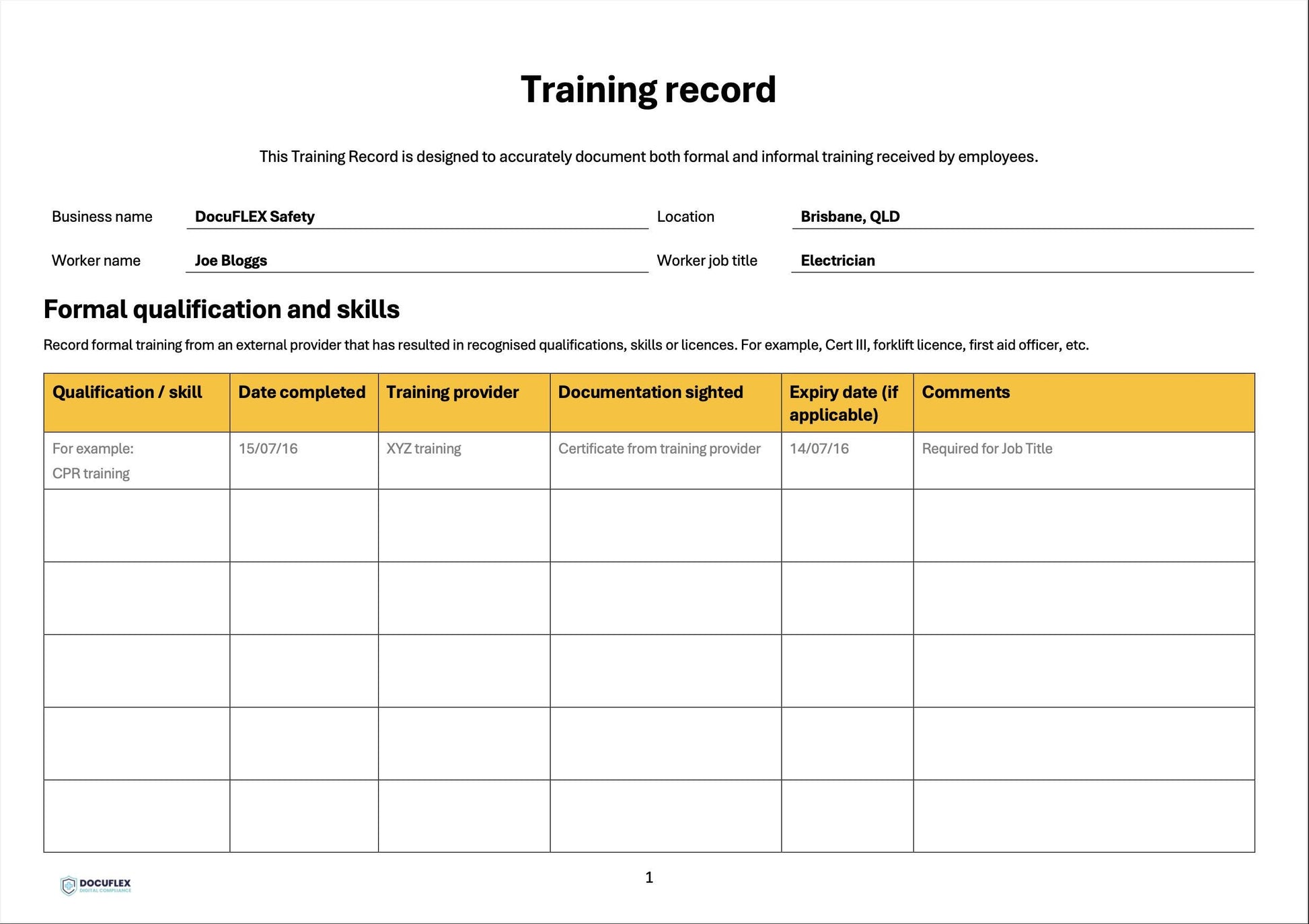 Employee Training Record Template | Track & Maintain Workplace Training Compliance