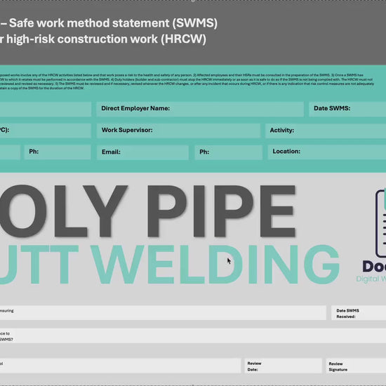 SWMS Poly Pipe Butt Welding | Safe Work Method Statement | WHS Compliance | Editable Template