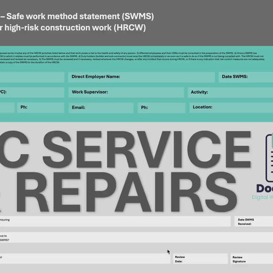 SWMS Air Conditioning Service & Repairs | Safe Work Method Statement | WHS Compliance | Editable Template