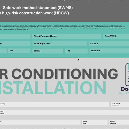 SWMS Air Conditioning Install | Safe Work Method Statement | WHS Compliance | Editable Template